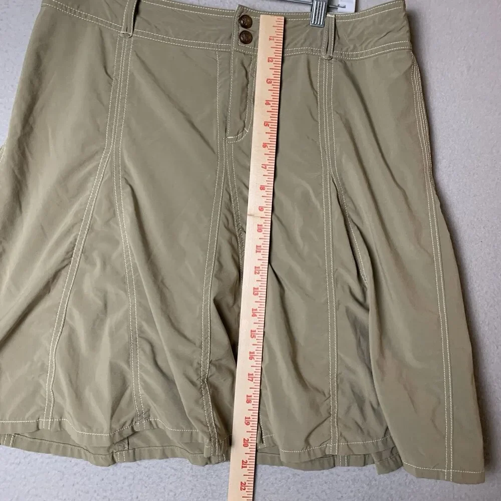 Athleta Whatever Skort Women 12 Beige White Trim A-Line Pickleball Tennis Golf